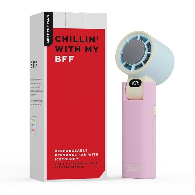 NUUK BFF Personal Hand Fan, 13000 RPM with IceTouch™ | 3600 mAh USB Rechargeable Battery [Up to 10H] | Portable Mini Fan | 100-Speed Dial | For Travel, Office, Makeup & Outdoor | 12-Month Warranty