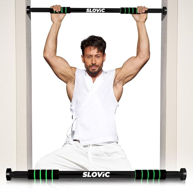 Slovic Pull up Bar for Home for Kids & Adults [100 KG] | Pull up Bar Wall Mounted with Anti-Skid Grip | No-Drill Installation Pull-up Bars for Home Workout | Gym Equipment for Home Workout (62-100 CM)