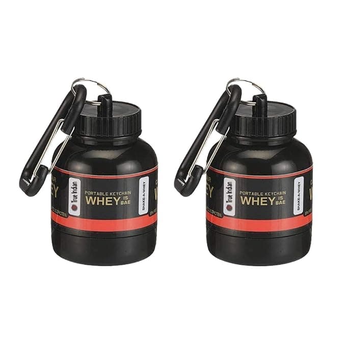 Amazing Whey loader Protein Carry Funnel Portable Protein Whey or Supplement Powder Combo Pack of 2 Carrying Whey Funnel and Container Box with Key-Chain (BLACK) 30 ml, Plastic