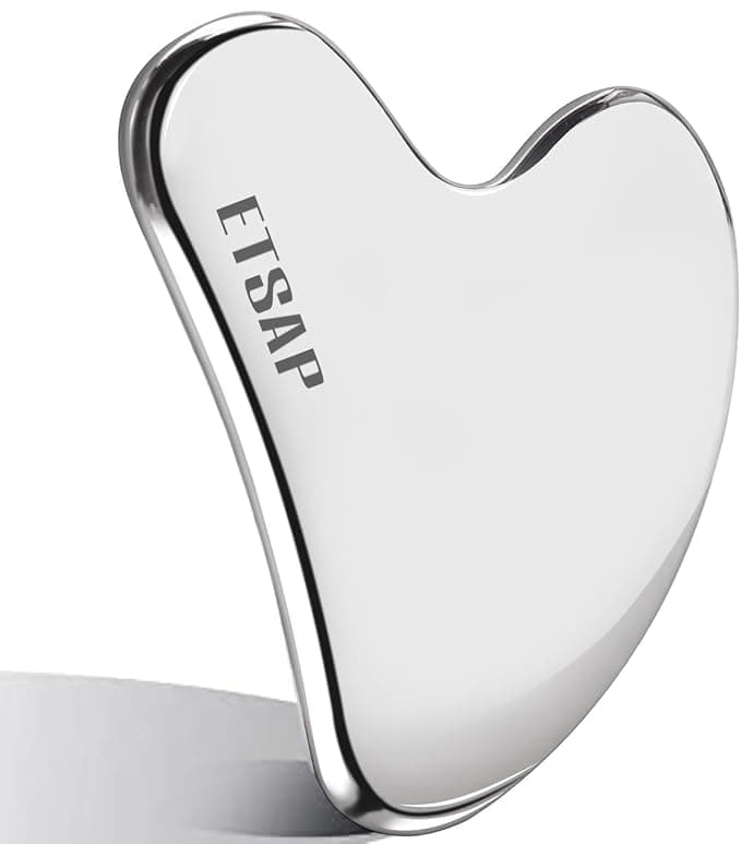 Premium Stainless Steel Gua Sha,Metal Gua Sha Facial Tool. Firm Face Muscles, Reduce Puffiness, Facial Tension, Helps Lymphatic Drainage. GuaSha Beauty Tool for Body Neck Eyes (Heart Shape) (SS GUA SHA 85 GRM)