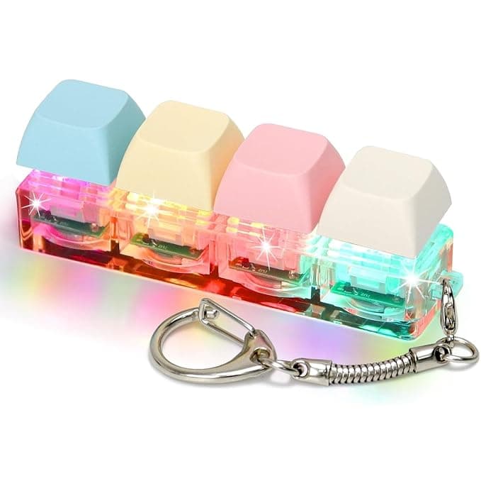 4 in 1 Keyboard Fidget Toys for Adults LED Light Keyboard Clicker with Keychain Fidget Sensory Fun Toys for Decompression