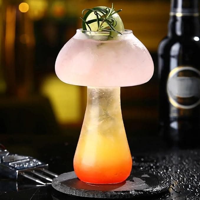 Mushroom Cocktail Glasses 200 ml Set of 1 – Vintage Inspired Bar Glassware for Cocktails, Whiskey, Martinis – Unique Drinking Glasses for Home Bar, Parties & Gifting. (NzX:, Set of 1)