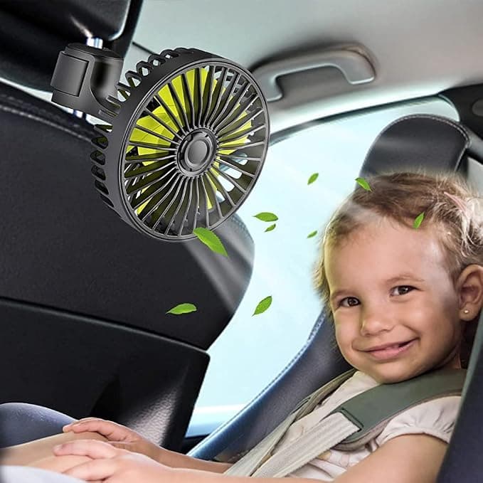 Verilux® USB Fan for Car Back Seat,Headrest Mounted 5V USB Mini Fan with 3 Speed,Rotatable with Cable Switch Controller fan for Baby Back Seat Passengers Plug and Play