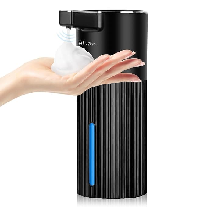 Aluan Automatic Soap Dispenser with 4 Levels Adjustable, 400ML Sensor Hand Wash Dispenser Touchless with Auto-Clean, Electric Foaming Handwash Dispenser for Bathroom, Office, Kitchen (Foam)