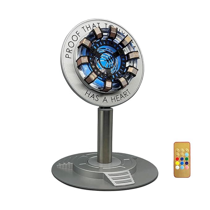 Moonacy Arc Reactor Light, Rechargeable Superhero LED Lamp, Multi-Color Cute Table Decor, Gift For Him, Iron Tony Has A Heart(Touch/Remote).
