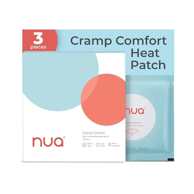 Nua Cramp Comfort || 3 Heat Patches for Period Pain and Cramps || 100% Natural Ingredients and Portable || 8 Hours Pain Relief || Quick Relief from Menstrual Pain