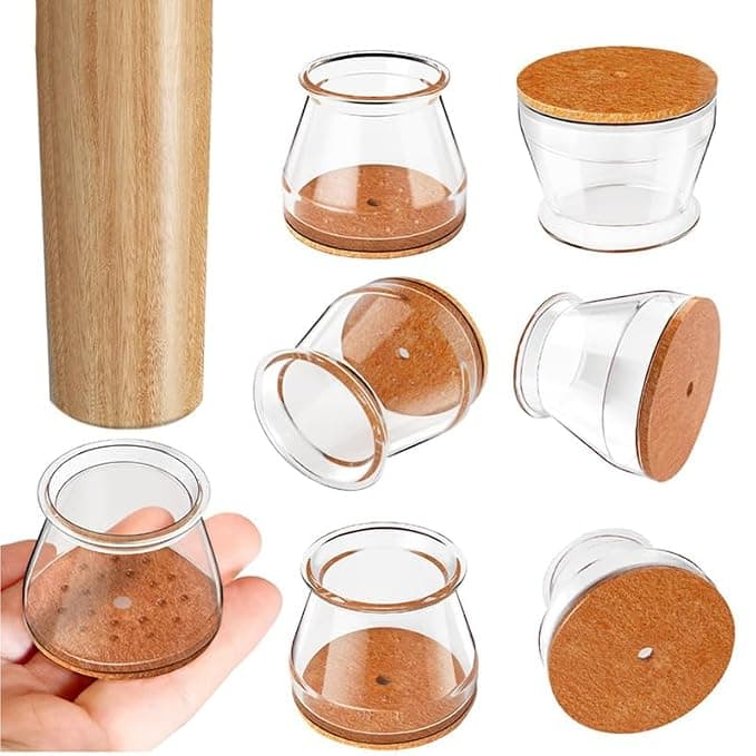 ANOXA Silicone Chair Leg Caps | Furniture Leg Protectors for Floor | Anti-Slip Chair Table Foot Covers to Prevent Scratches & Noise | Flexible Rubber Pads for Wood Floors (Clear, Large)(4 PCS)