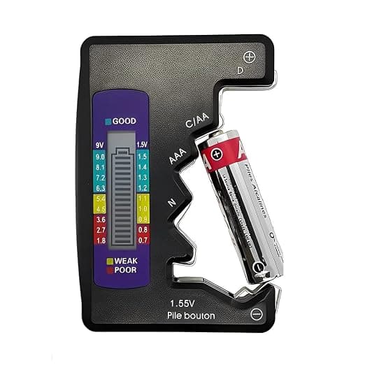 Serplex® AA Battery Tester Checker Device, Universal Digital Battery Checker For AAA/AA / 9V/ C/D/N / 1.5V Button Cell Battery, Small Accurate Cell Tester Power Checker (Not Rechargable Battery)