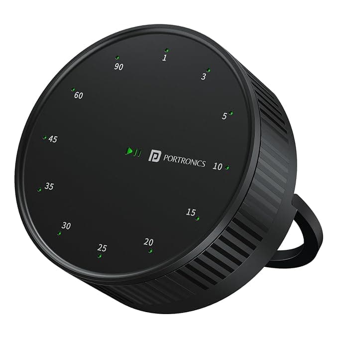 Portronics Tixie Rotational Countdown Timer with 12 Timing Gear & Magnetic Attachments, LED Indicator, Anti Slip Silicone Pad, Countdown Timer for Studying, Cooking, Yoga, Meditation, Office (Black)