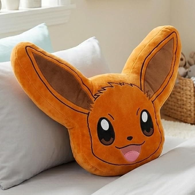 Mirada Brown Pokemon Eevee Face Soft Toy - Officially Licensed - Soft & Cozy Plush Pillow - Ideal Gift for Kids, Boys & Girls - 35cm