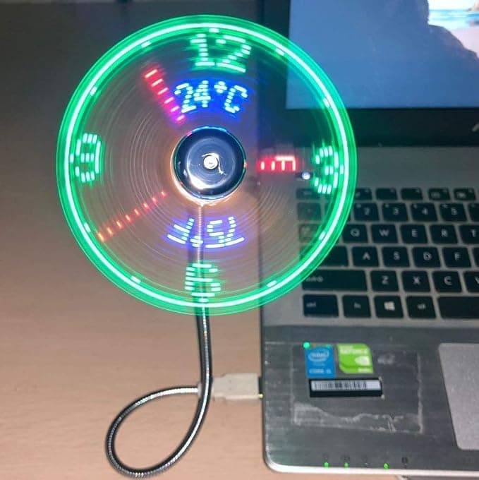 2019 New USB Clock Fan with Real Time Clock and Temperature Display Function,Silver,1 Year Warranty (Temperature and Clock)
