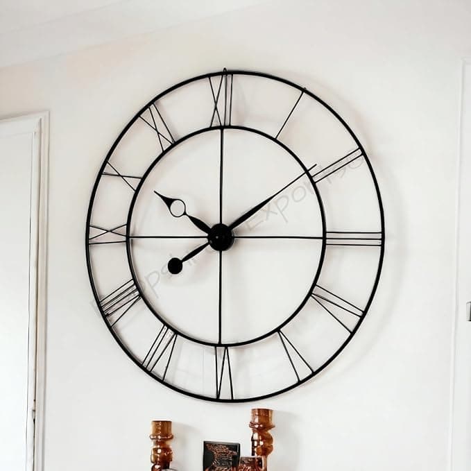 Vintage Handicraft Iron Art Ware/Handcrafted Decorative Wall Art Black Wall Clock/VC-9024-30INCH