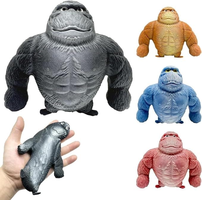 Squishy Gorilla Toy for Kids and Adults, Stress Anxiety Relief Squishy Monkey Toys, Relaxing Gorilla Fidget Toy for Hands, Non Toxic Soft Material, Stretch Action Figure for Child Boys Girls