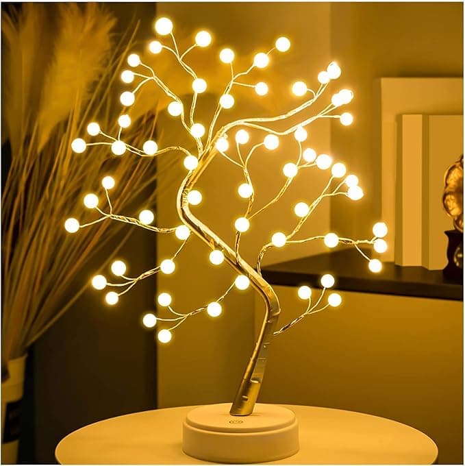 REFULGIX 36 LED Pearl Bonsai Tree Lamp with Touch Switch | USB & Battery Operated Decorative Light for Home, Bedroom, Festival, Gift Use (Warm White, Pack of 1)