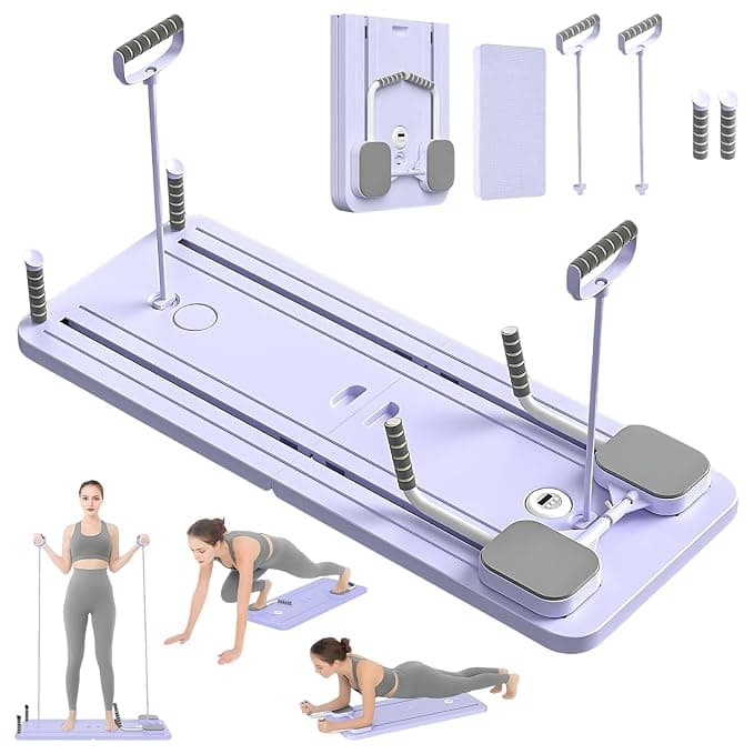 Pilates Reformer, 4 In 1 Pilates, Abdominal Wheel Push-Up Automatically Bounces Timereformer Pilates, Abdominal Board Pilates Multifunction For Home And Gym (Purple)