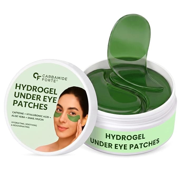 Carbamide Forte Hydrogel Under Eye Patches For Dark Circles | Under Eye Mask with Caffeine | Reduces Dark Circles, Puffiness & Fine Lines | Eye Care Routine | Cooling, Hydrating & Repairing Eye Patches | 60 Patches (30 Pairs) for Men & Women