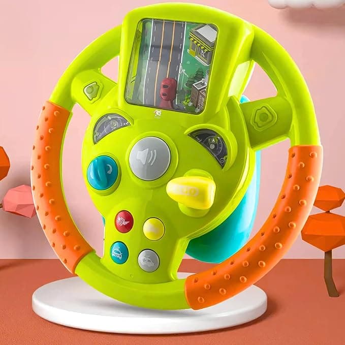 Storio Steering Wheel Toy for Kids Simulation Driving Car Toy with Light & Sound Mode Experience The Fun of Driving Car Toys - Automatic Steering Wheel, Multicolor