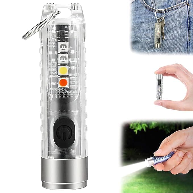 Mini Light USB Rechargeable LED Flashlight, Small Keychain Torch Light for Camping, EDC, Pocket Size COB Key Chain Lights, Powerful and Compact Mini Torch Light