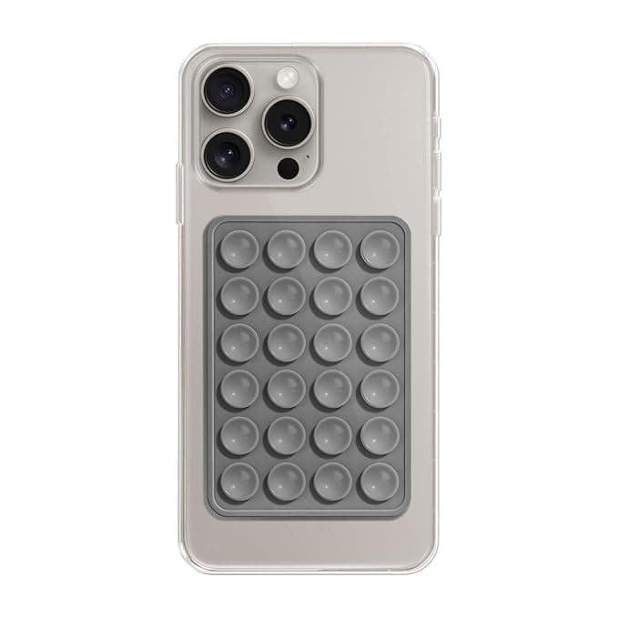 Like Star® Double Sided for Phone | Silicone Suction Adhesive for Phone Cover | Stick Ease Multi-Purpose Hands-Free Suction Phone Accessory | Strong Grip Holder for Mirror & Shower (Grey)