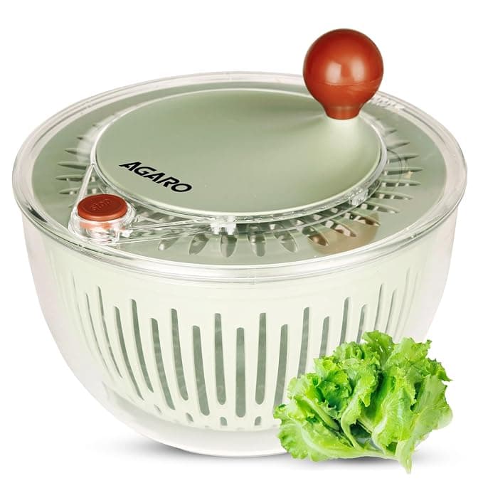 AGARO Elite Salad Spinner, 5L, Vegetable Cleaner & Dryer, Removes Excess Water & Pesticides, Cleans Vegetables Thoroughly, for Mixing Salad with Dressing, Drying Pasta, BPA Free Food-Grade Plastic