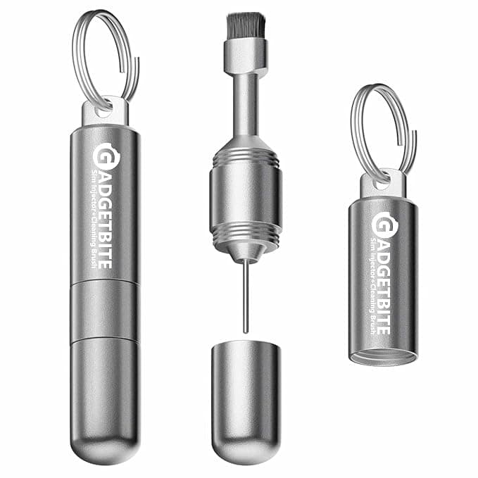 GadgetBite Premium SIM Card Ejector Pin with Mobile Cleaning Kit for Smartphones, Android, iPhone, AirPods, Tablets, Durable Metal, Compact, Travel-Friendly Tech Accessory - Silver