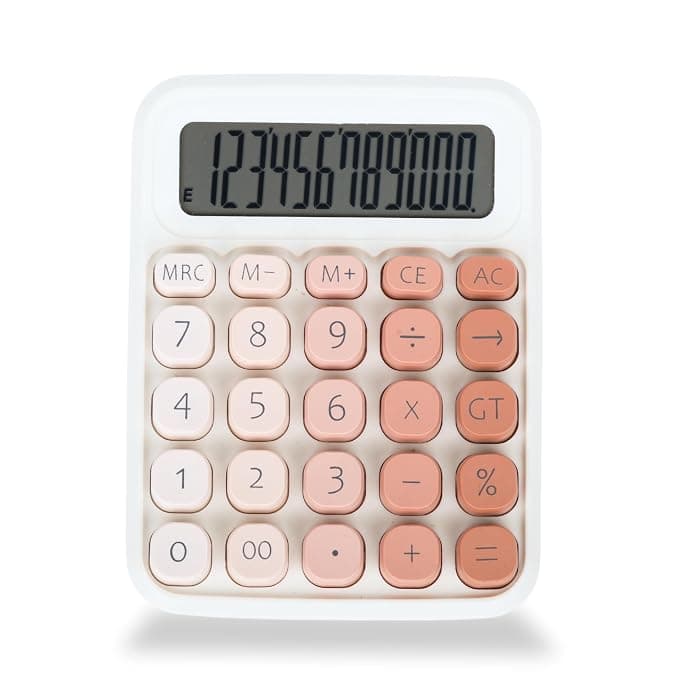 Colorful Candy Basic Calculator | 12-Digit Large LCD Display with Sugar Cube Buttons | Cute & Functional for Office, School, Home & Business | Color - Pink | (1 Pc)