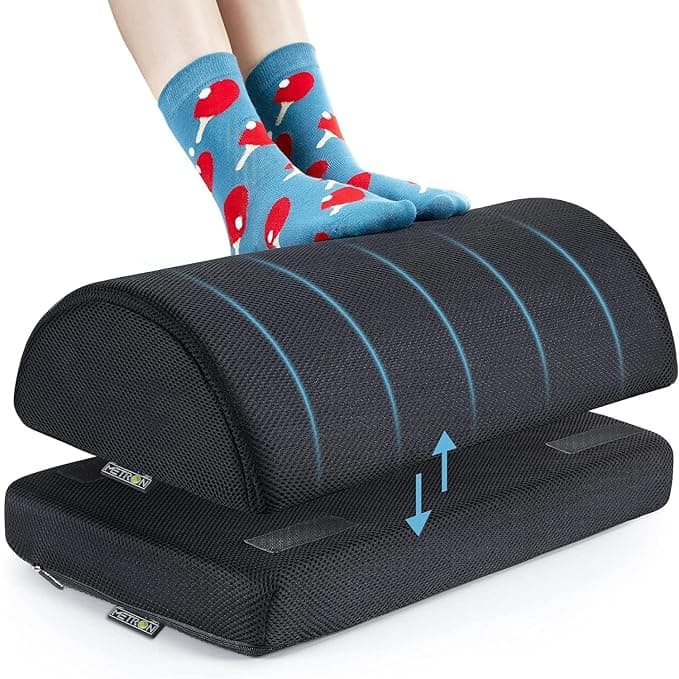 Metron Foot Rest for Office Chair – Dual Height Under Desk Footrest (5" and 7"), Ergonomic Office Leg Rest and Feet Support, Adjustable Foot Stool for Table and Work, Washable Cover