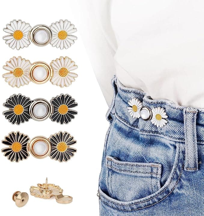 Kawn® 4pcs Adjustable Detachable Jeans Button Pins | No-Sew Instant Waist Button for Loose Pants & Skirts