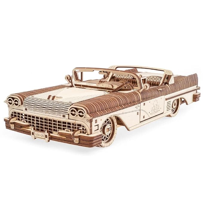 UGEARS Dream Cabriolet VM-05 Mechanical Engineering Project Scale Model DIY Car Kit, Antique Wooden 3D Car Puzzles for Adults, Homemade Crafts and Building Car Assembly Model Kits for Adults