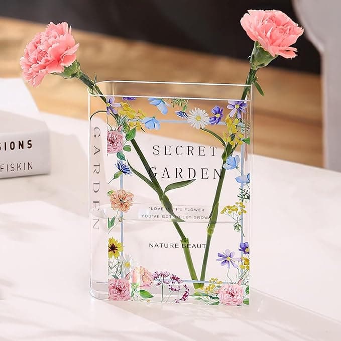 ABOUT SPACE Flower Vase - Book Vase for Living Room - Transparent AcrylicVase for Water Plants for Home Decor - Windowsill, Table Top Decor for Home, Office, Restaurants